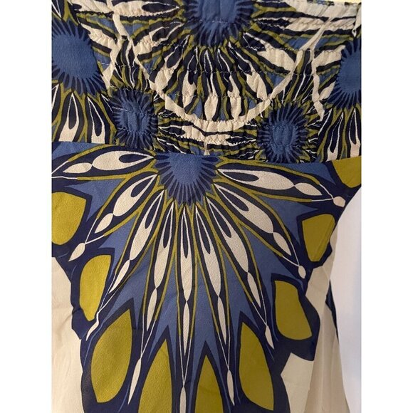 Vince Floral Maxi Slip Dress Size 6 Spaghetti Straps Yellow & Navy Pattern Light - Picture 4 of 8